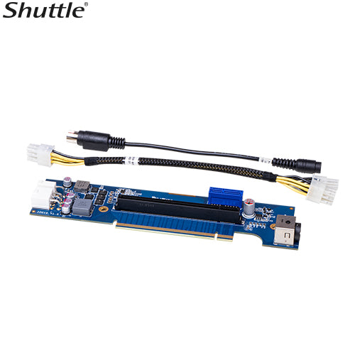 Shuttle XPCs Add-On Cards includes a PCIe riser card with a Molex power cable and a power extender cable Shuttle XPCs Add-On Cards includes a PCIe riser card with a Molex power cable and a power extender cable